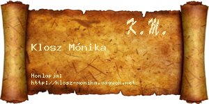 Klosz Mónika névjegykártya